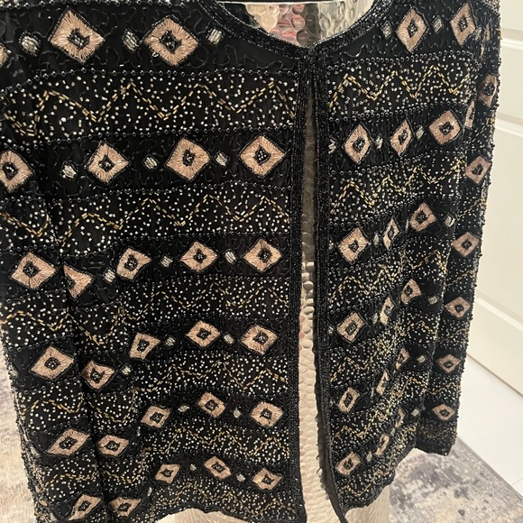 Vintage Pappel boutique evening beaded evening jacket black/silver 3X or 10-12 - Picture 1 of 16